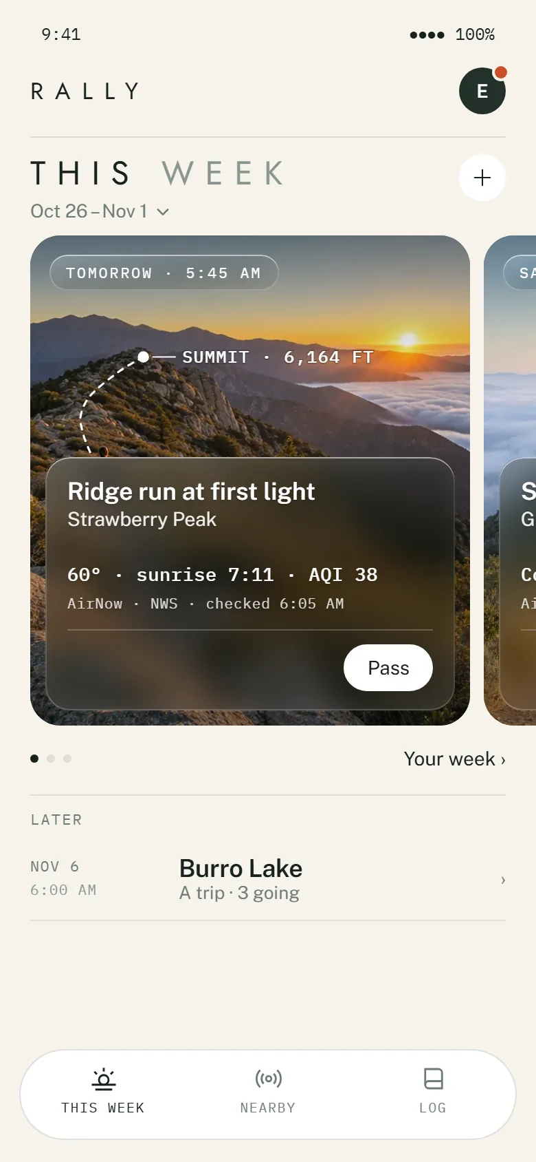 This week: the ridge run card with its line